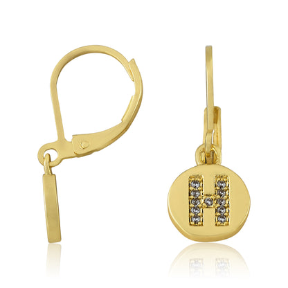 Classic! Initial Disc Leverback Earring