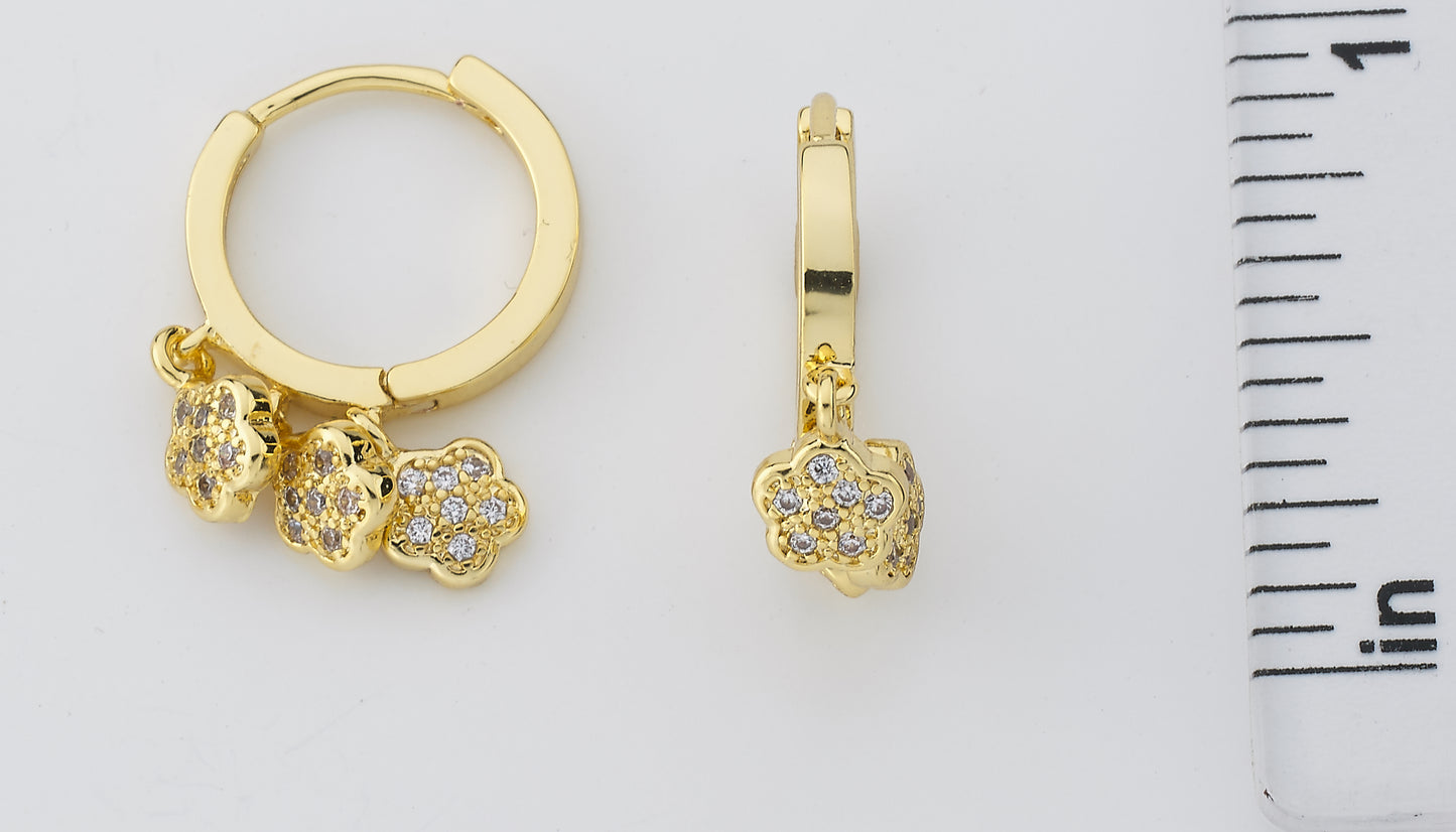 Cz Flower Dangle Earring