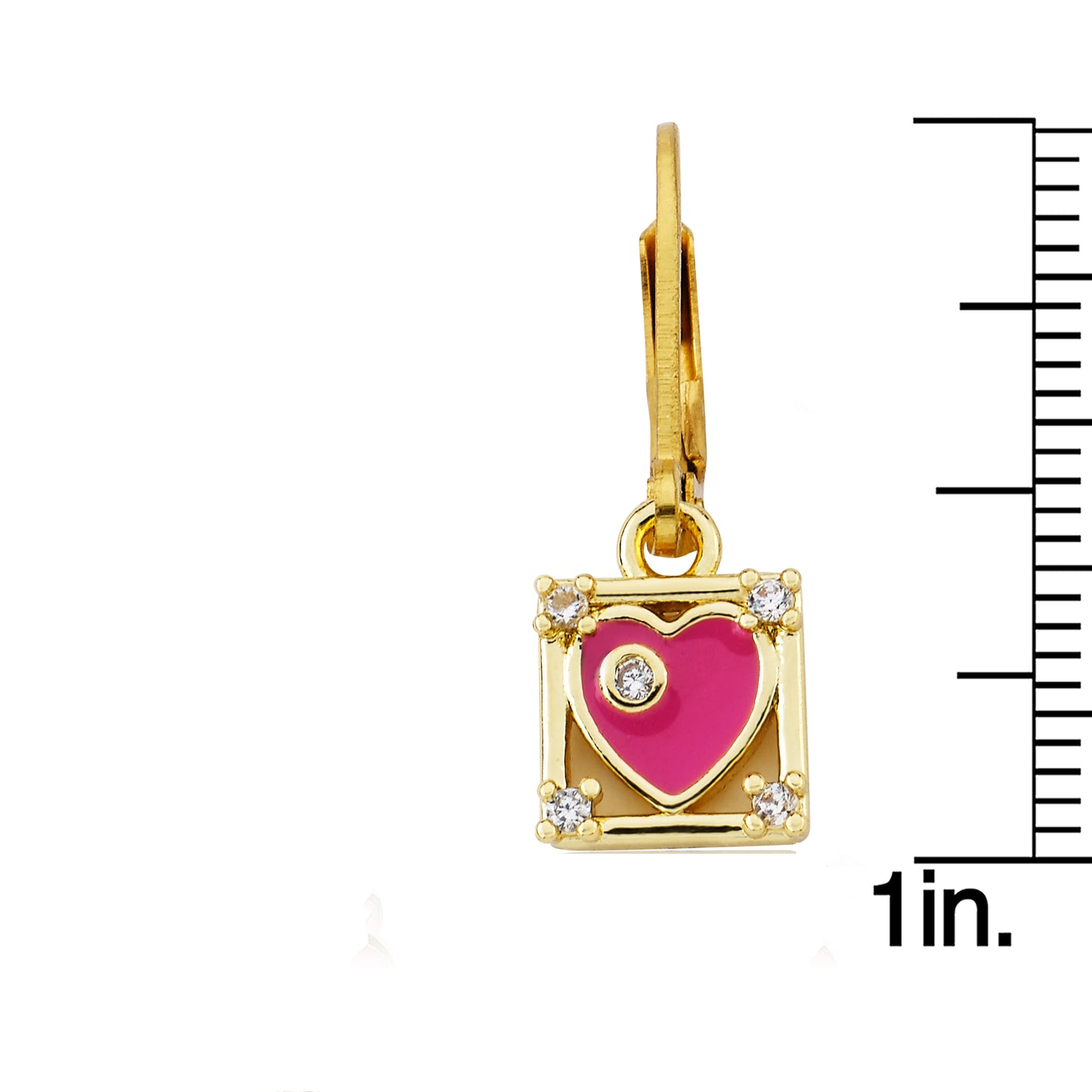 Enamel Heart Square Dangle Earring