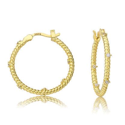 Large Rope Hoop Earring with CZ's Wholesale