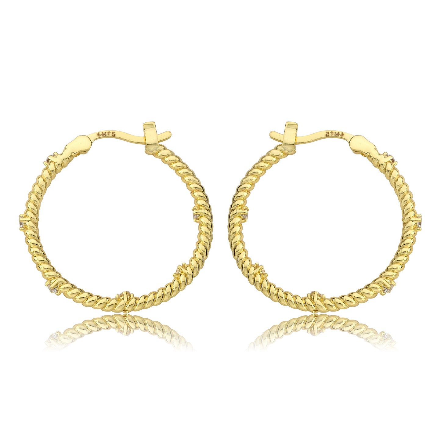 Large Rope Hoop Earring with CZ's Wholesale