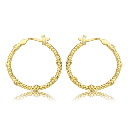 Large Rope Hoop Earring with CZ's Wholesale