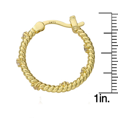 Large Rope Hoop Earring with CZ's Wholesale