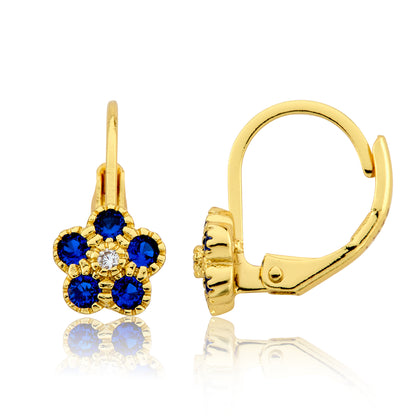 14K Gold Plated Leverback Flower  Earring