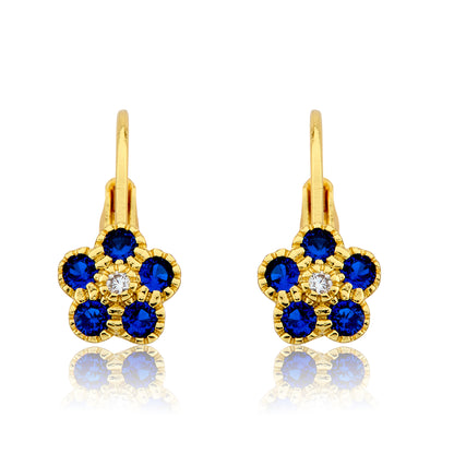 14K Gold Plated Leverback Flower  Earring