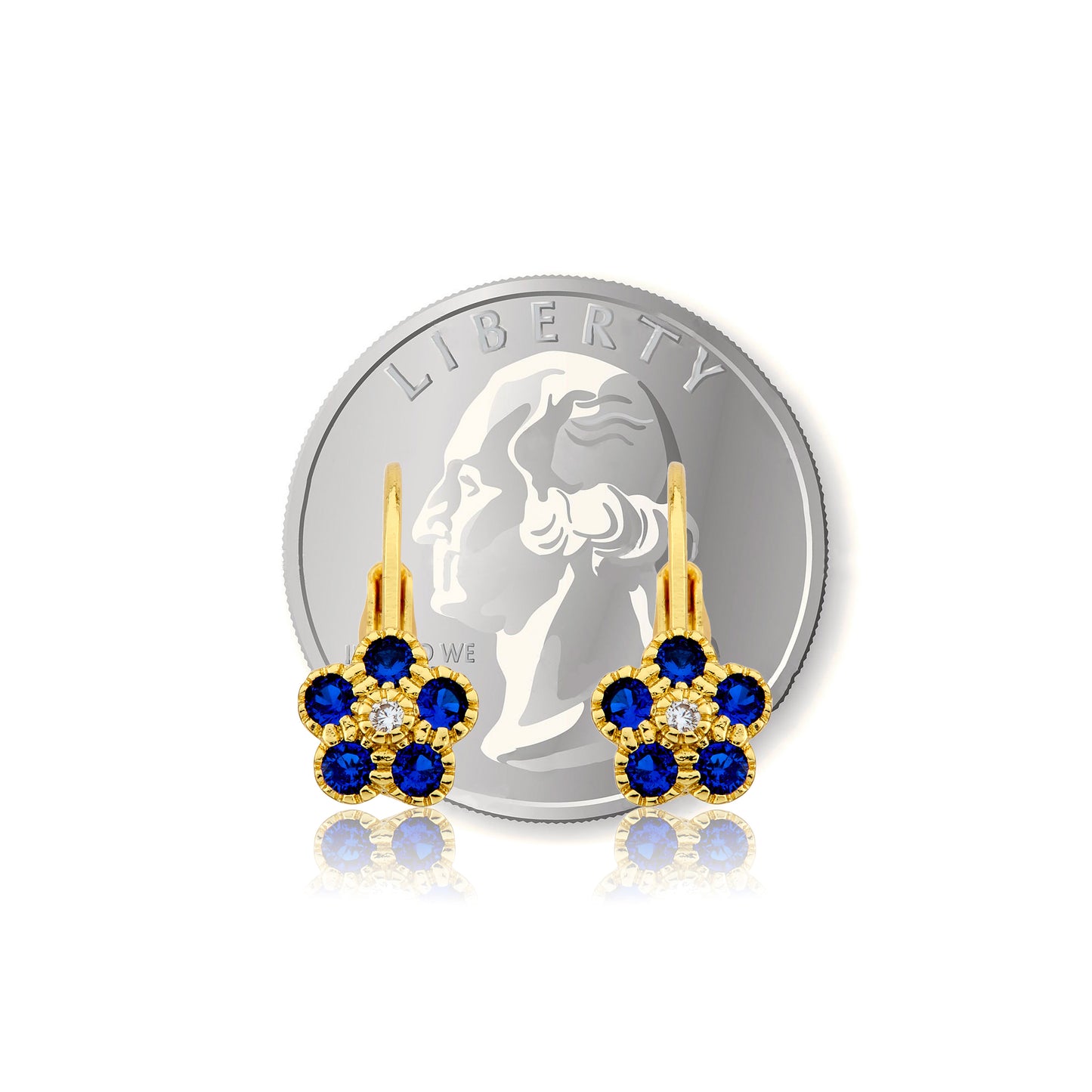 14K Gold Plated Leverback Flower  Earring