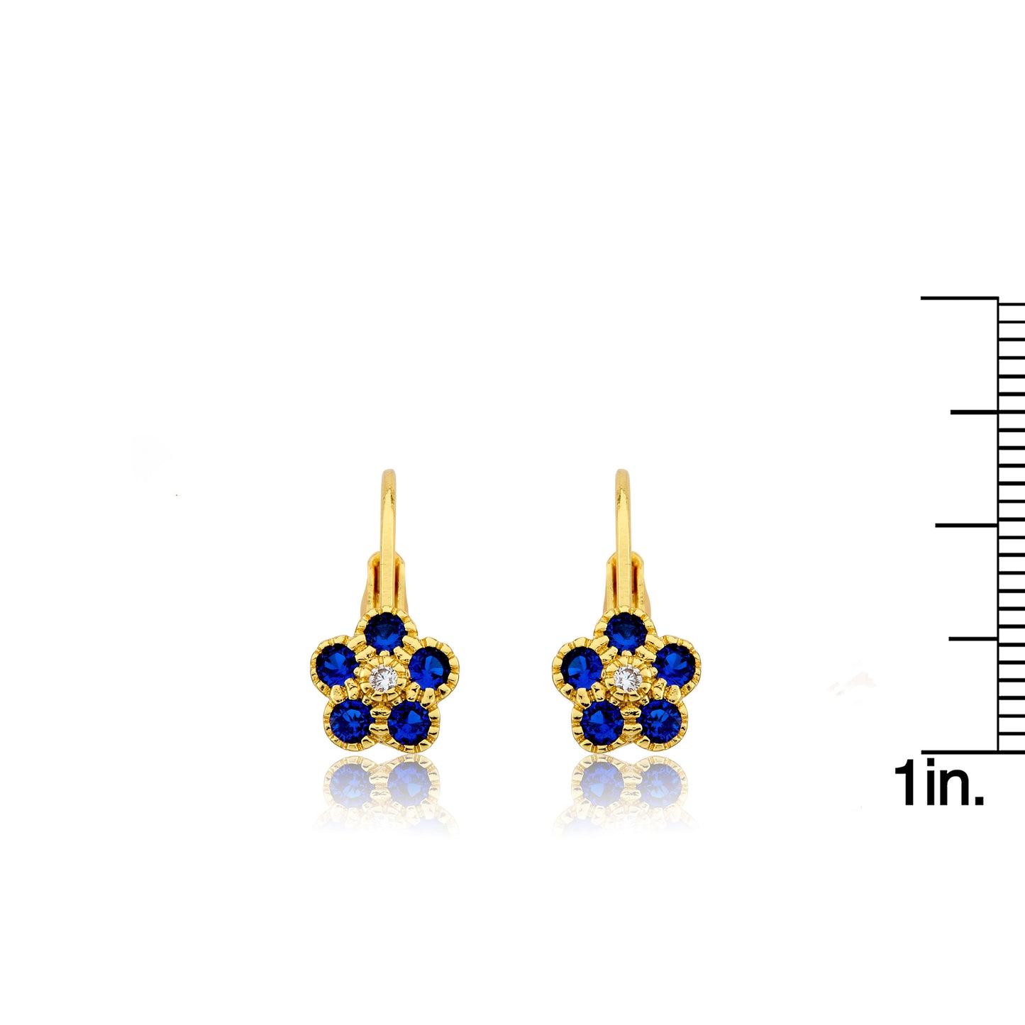 14K Gold Plated Leverback Flower  Earring