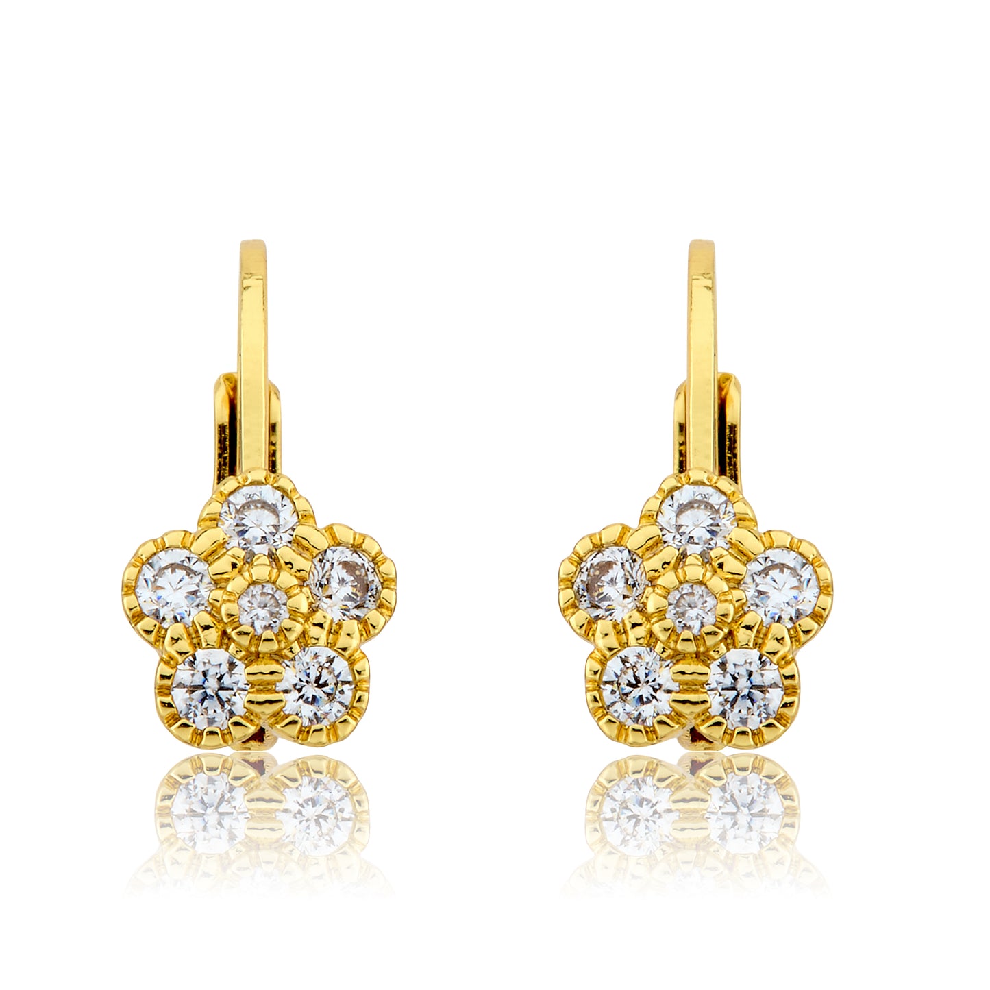 14K Gold Plated Leverback Flower  Earring