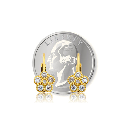 14K Gold Plated Leverback Flower  Earring