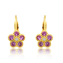 14K Gold Plated Leverback Flower  Earring