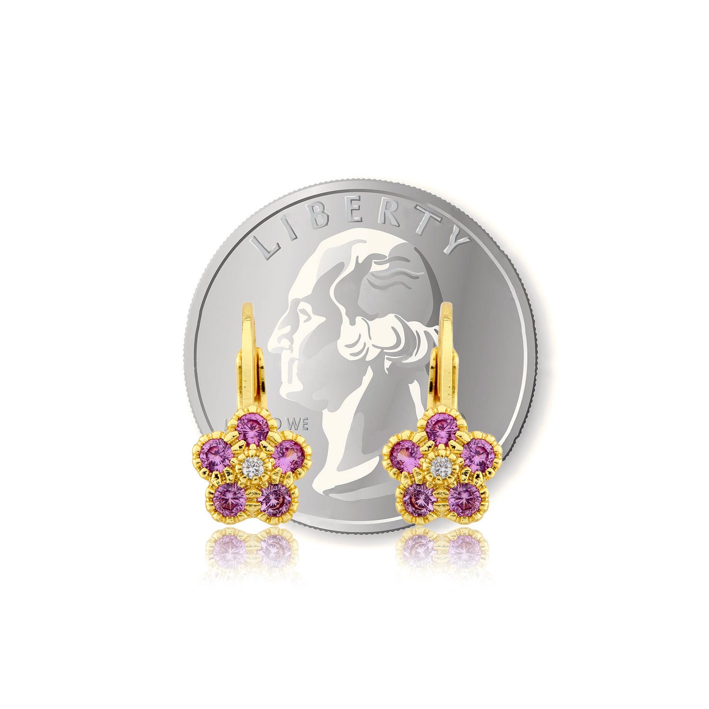 14K Gold Plated Leverback Flower  Earring