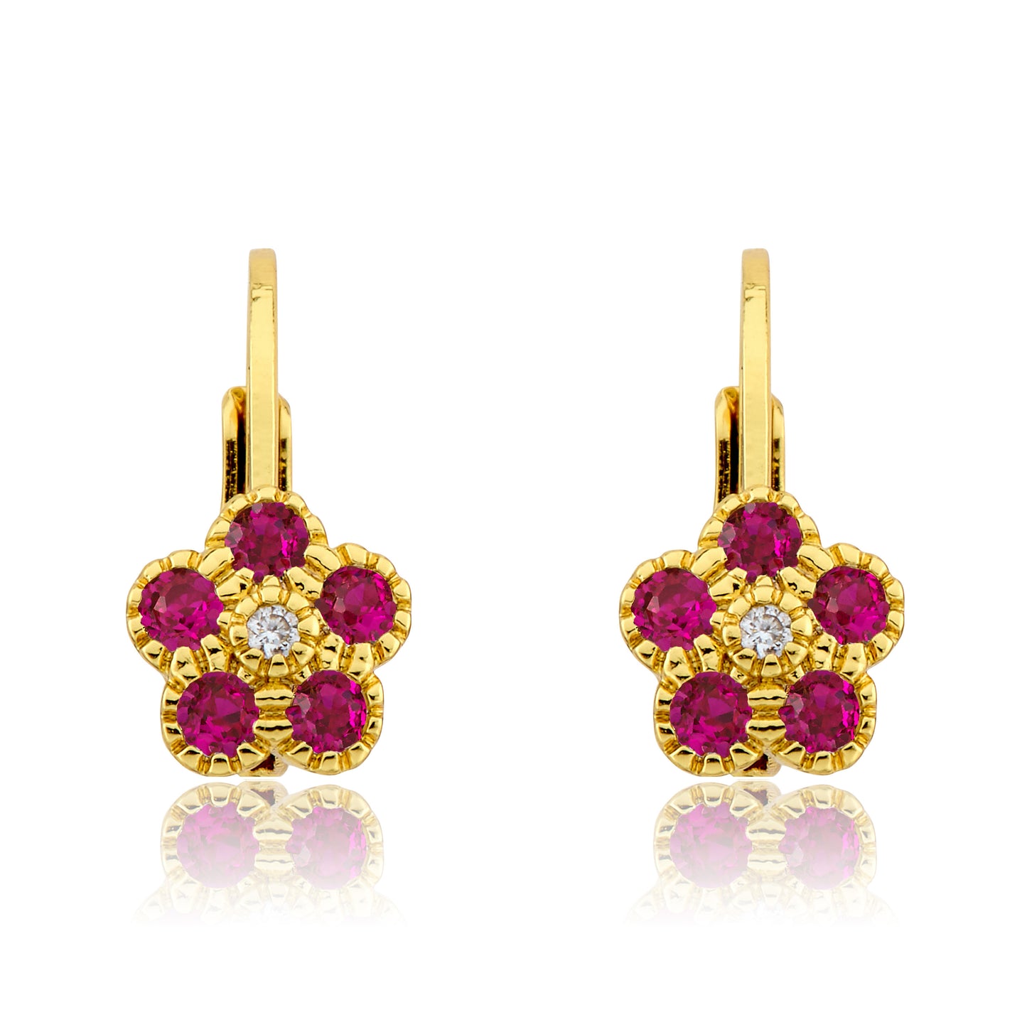 14K Gold Plated Leverback Flower  Earring