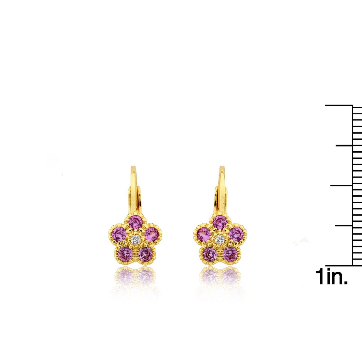 14K Gold Plated Leverback Flower  Earring