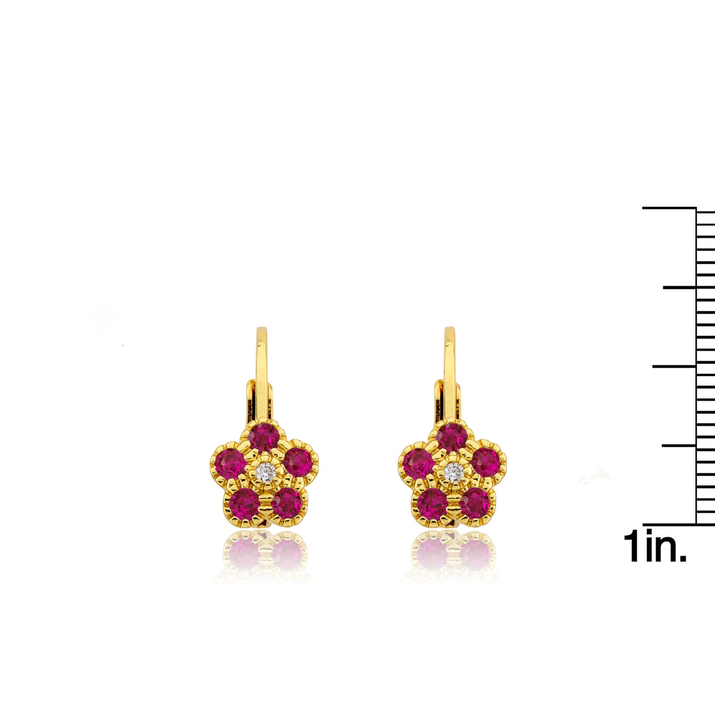 14K Gold Plated Leverback Flower  Earring