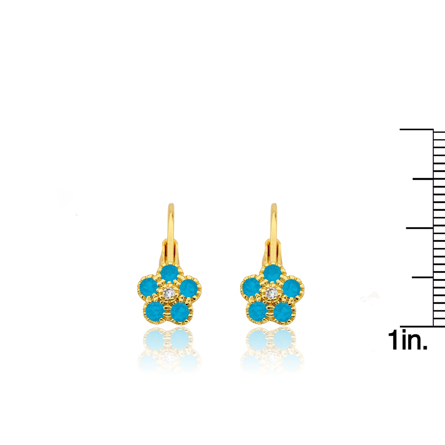 14K Gold Plated Leverback Flower  Earring