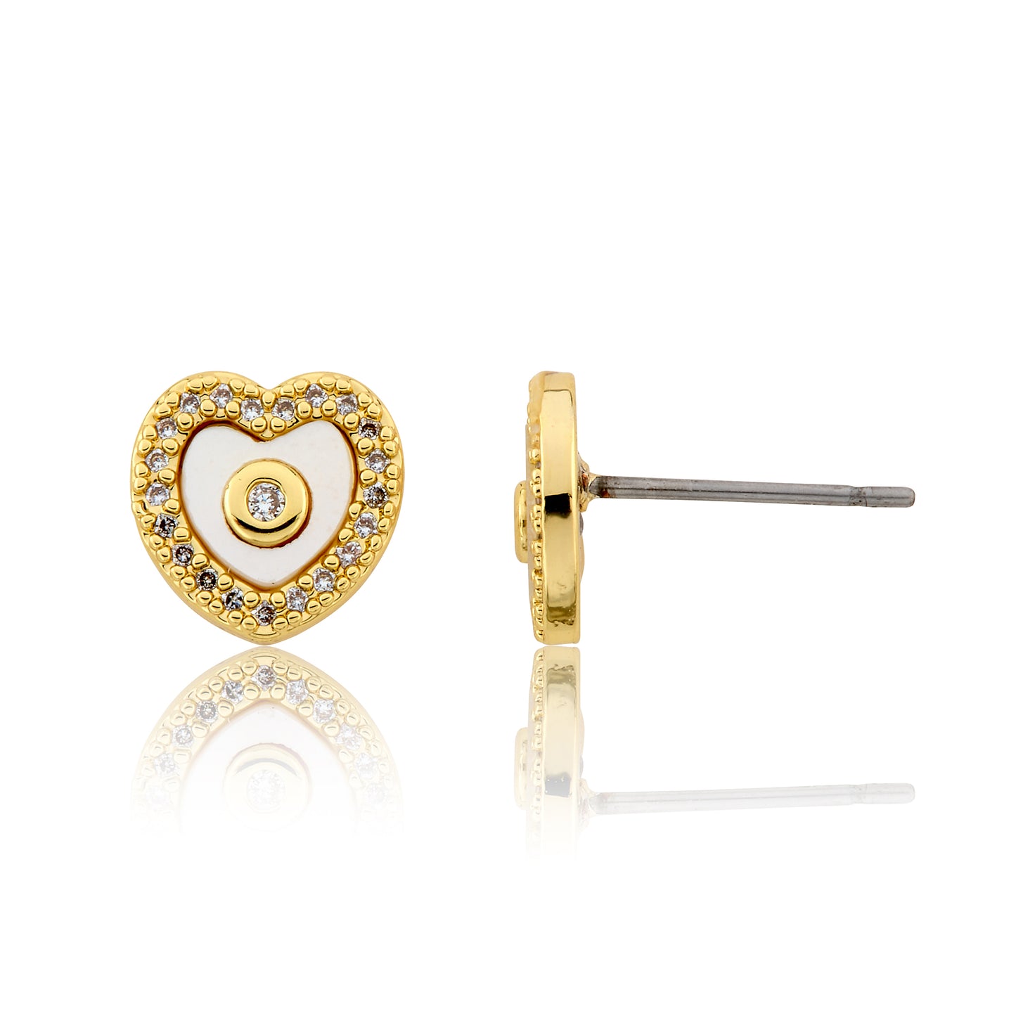 LMTS Classic! Heart  Cz Frame Stud Earring