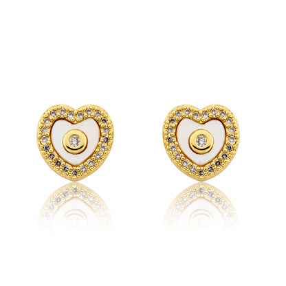 LMTS Classic! Heart  Cz Frame Stud Earring