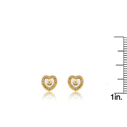 LMTS Classic! Heart  Cz Frame Stud Earring