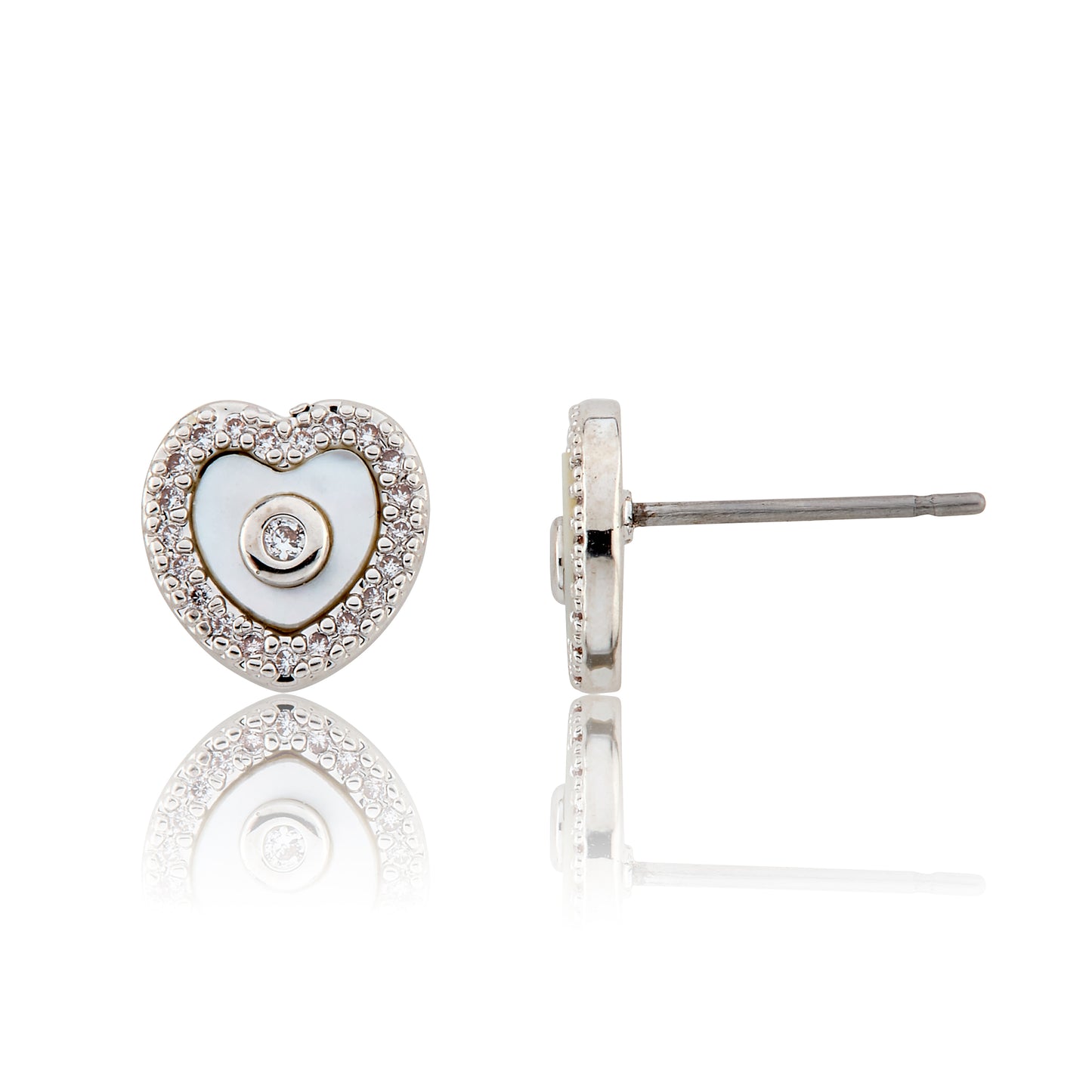 LMTS Classic! Heart  Cz Frame Stud Earring