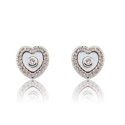 LMTS Classic! Heart  Cz Frame Stud Earring