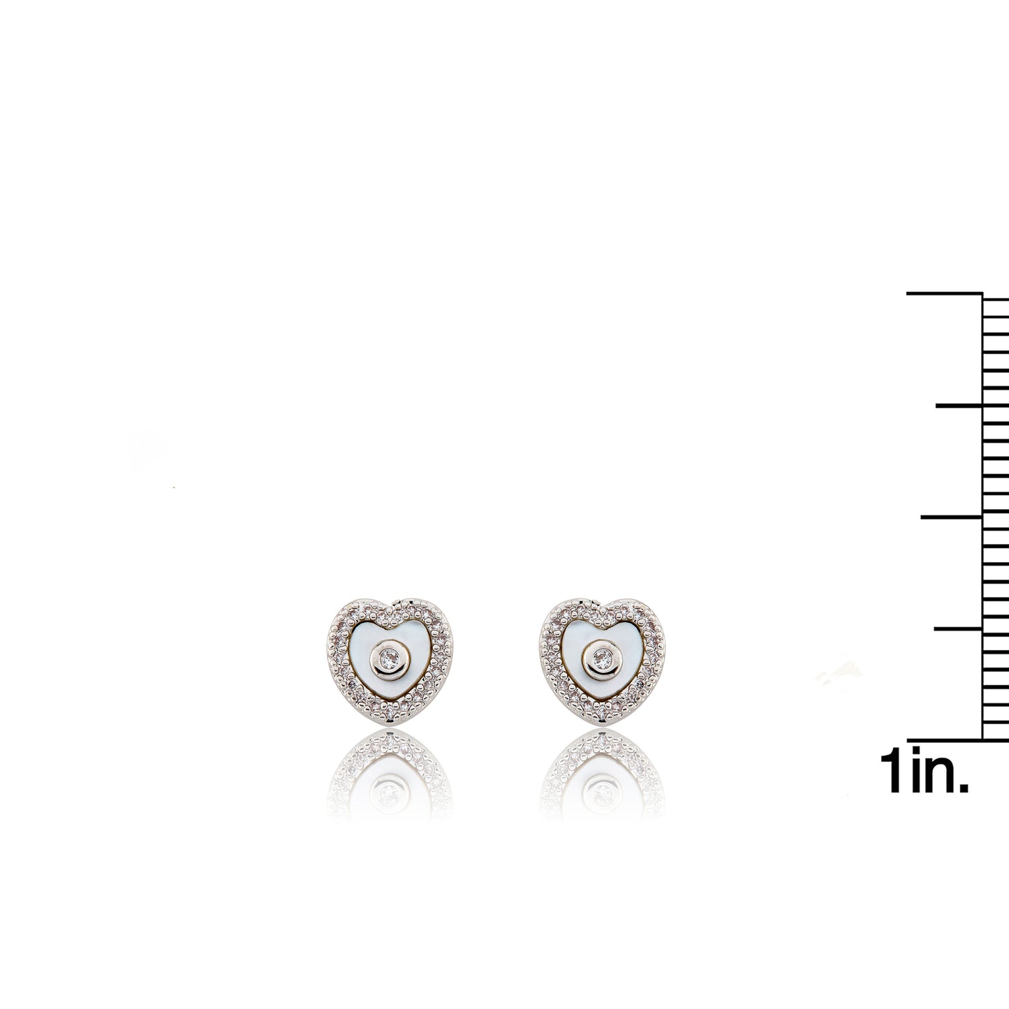 LMTS Classic! Heart  Cz Frame Stud Earring