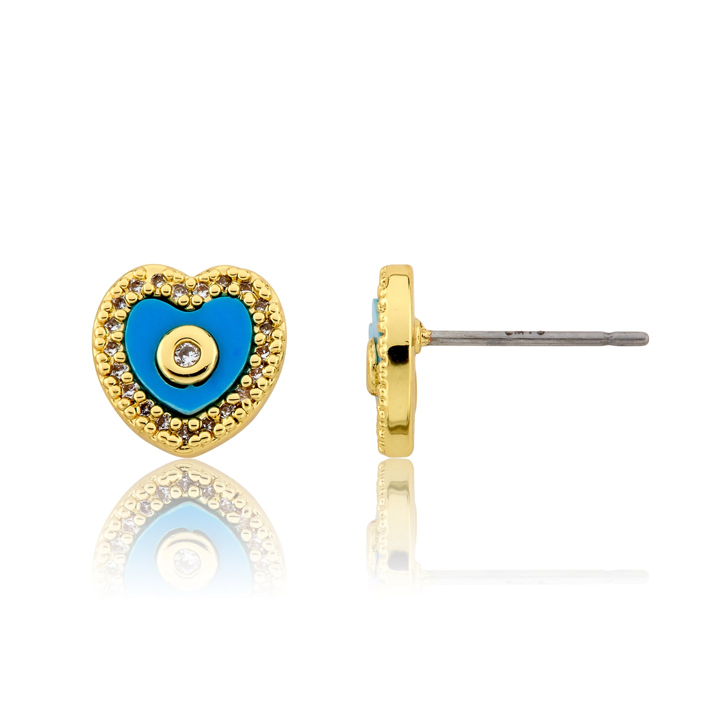 LMTS Classic! Heart  Cz Frame Stud Earring