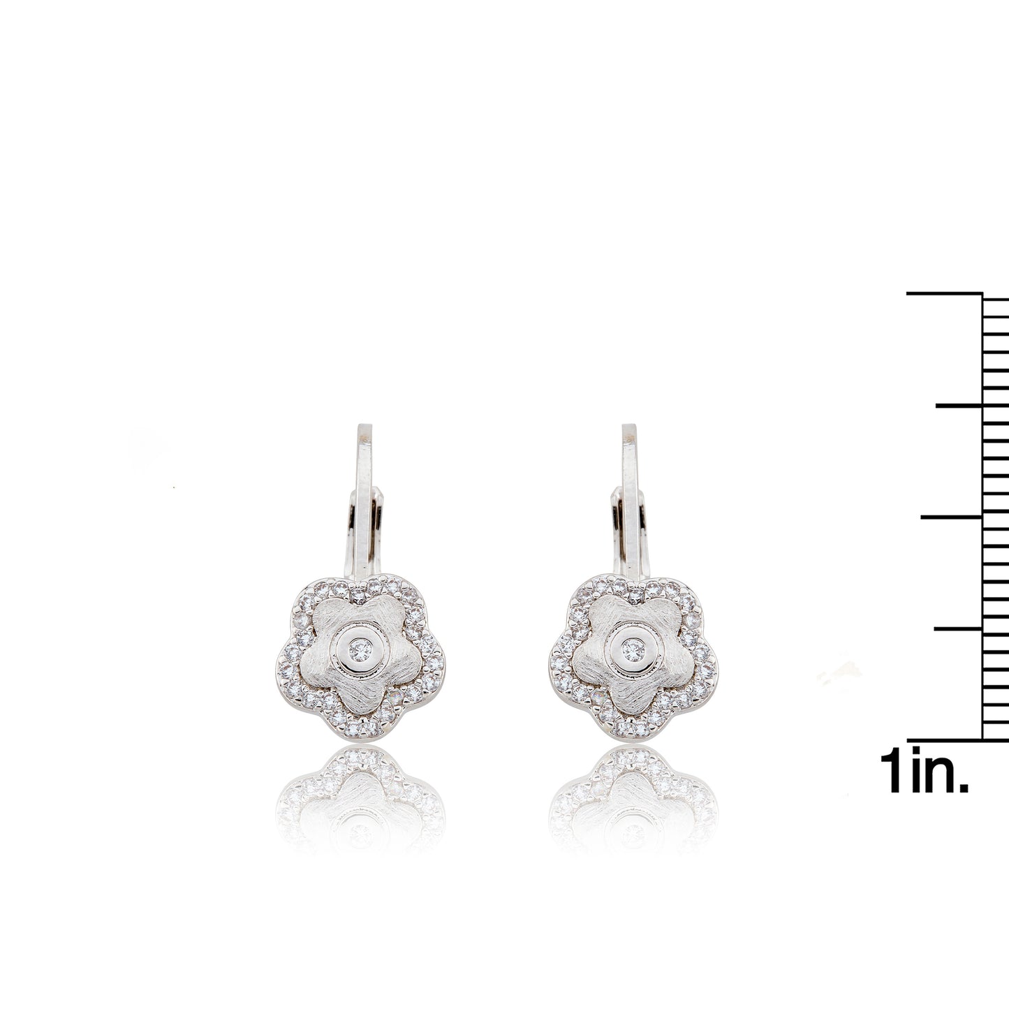 LMTS Classic! Flower Cz Frame Leverback Earring