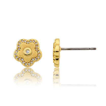 LMTS Classic! Flower Cz Frame Stud Earring