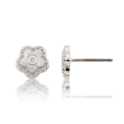 LMTS Classic! Flower Cz Frame Stud Earring