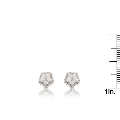 LMTS Classic! Flower Cz Frame Stud Earring