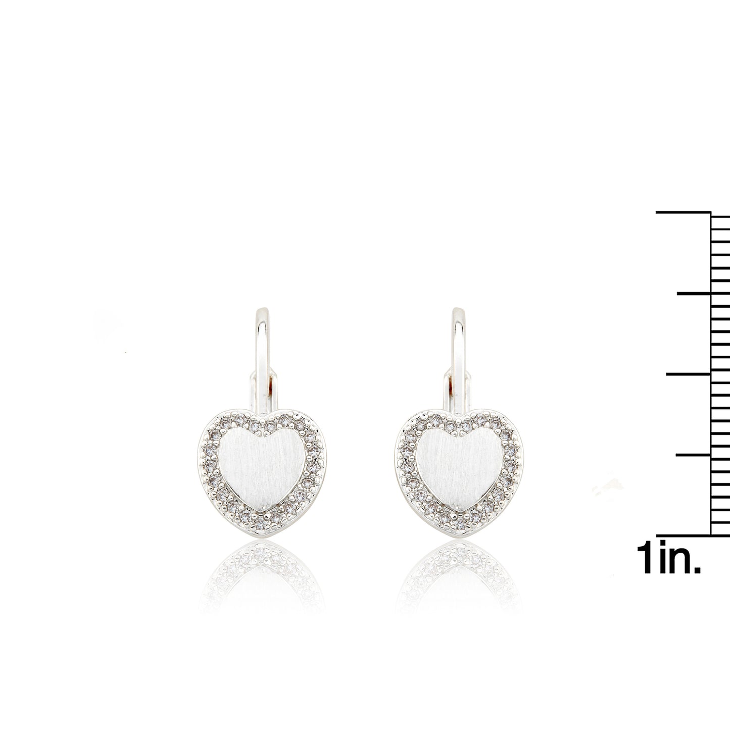 LMTS Classic! Heart Cz Frame Leverback Earring