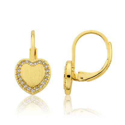 LMTS Classic! Heart Cz Frame Leverback Earring