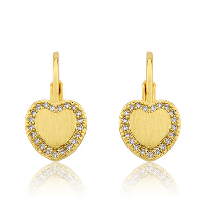 LMTS Classic! Heart Cz Frame Leverback Earring