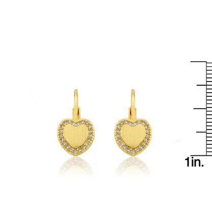 LMTS Classic! Heart Cz Frame Leverback Earring