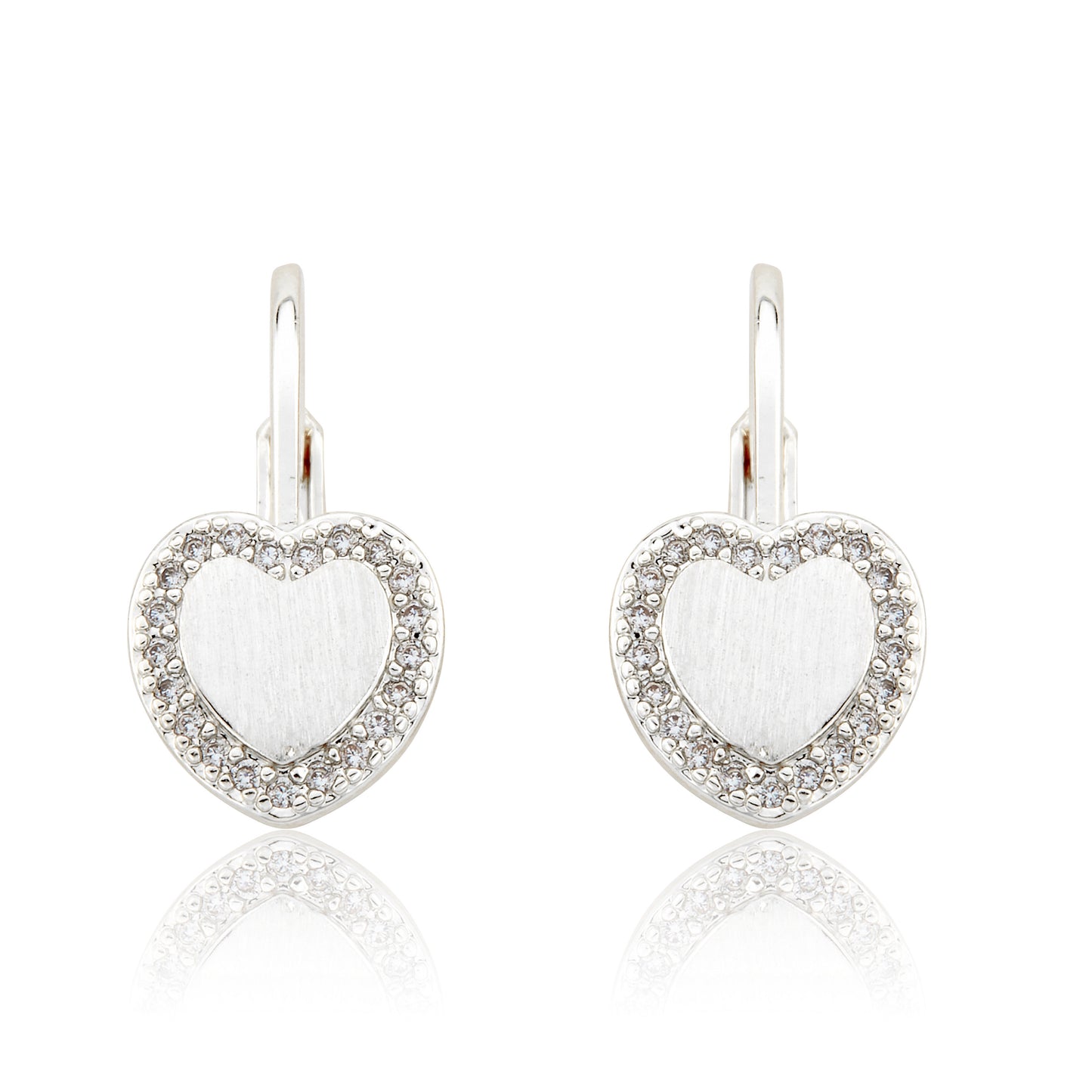 LMTS Classic! Heart Cz Frame Leverback Earring