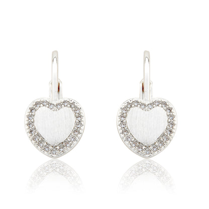 LMTS Classic! Heart Cz Frame Leverback Earring