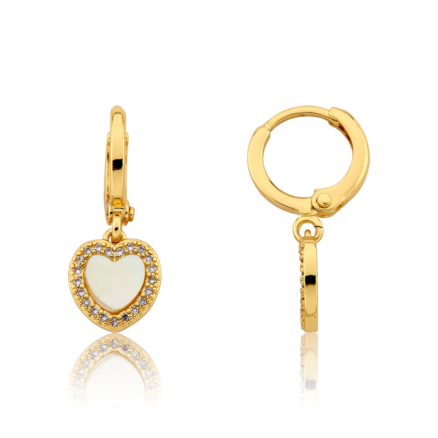 LMTS Classic! Heart With  Cz Frame Huggie Dangle Earring