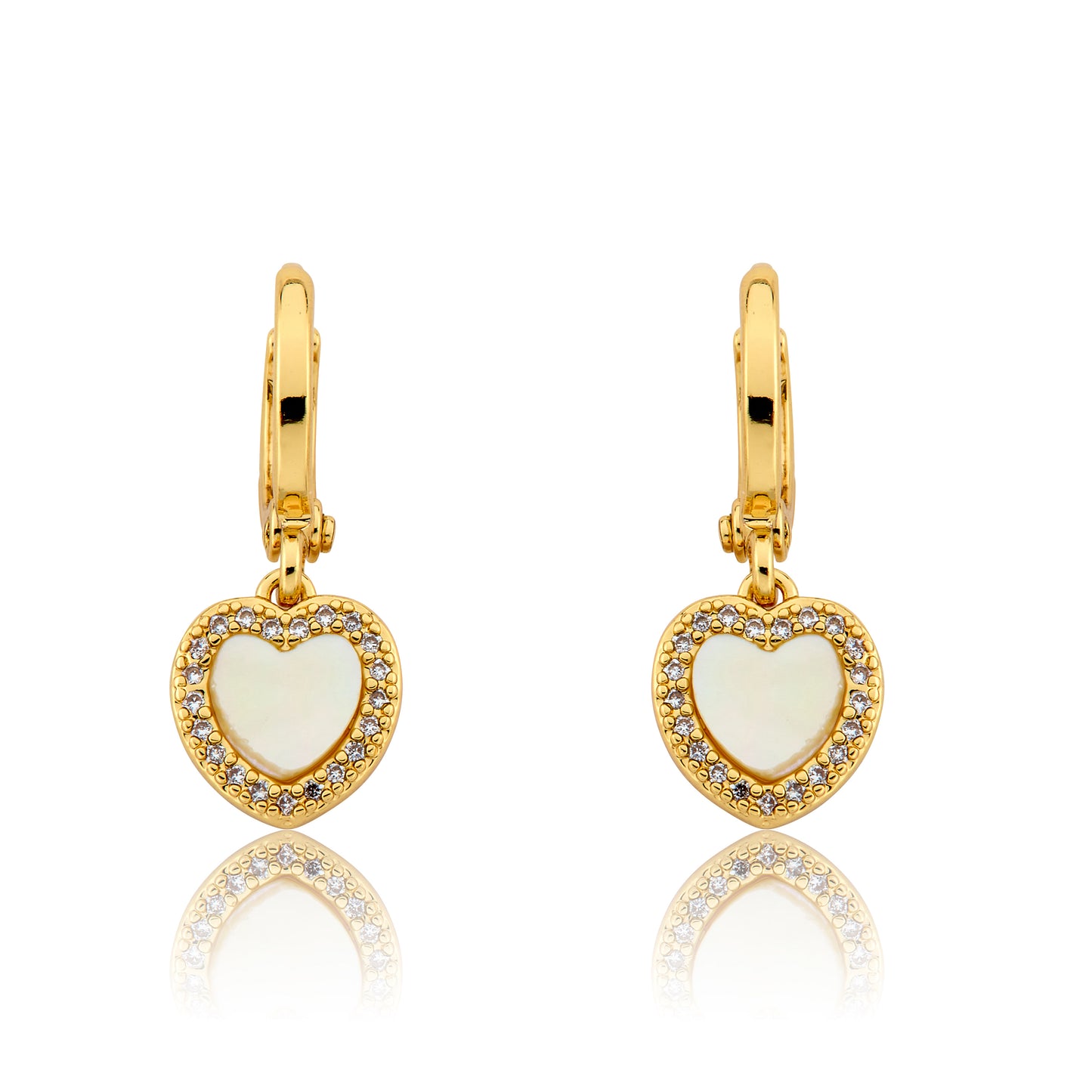 LMTS Classic! Heart With  Cz Frame Huggie Dangle Earring