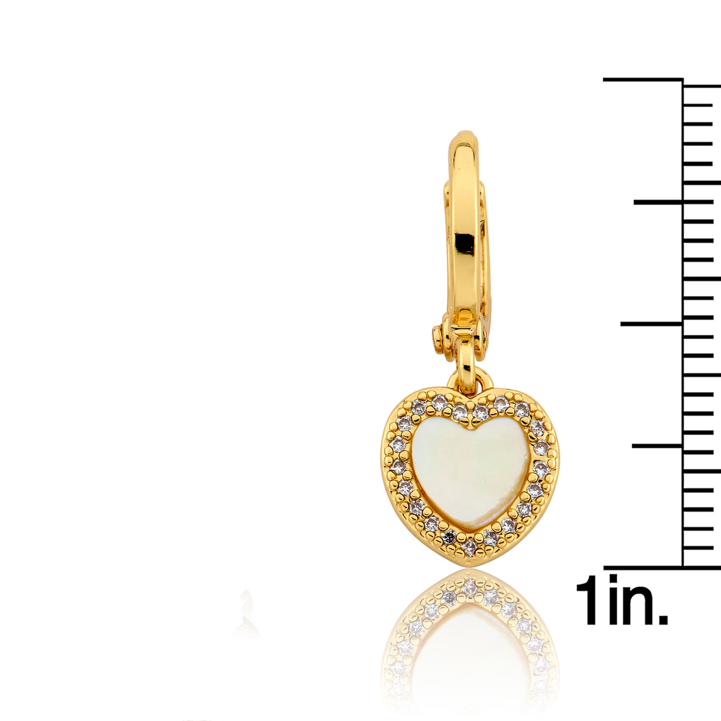 LMTS Classic! Heart With  Cz Frame Huggie Dangle Earring