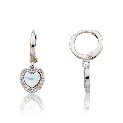 LMTS Classic! Heart With  Cz Frame Huggie Dangle Earring