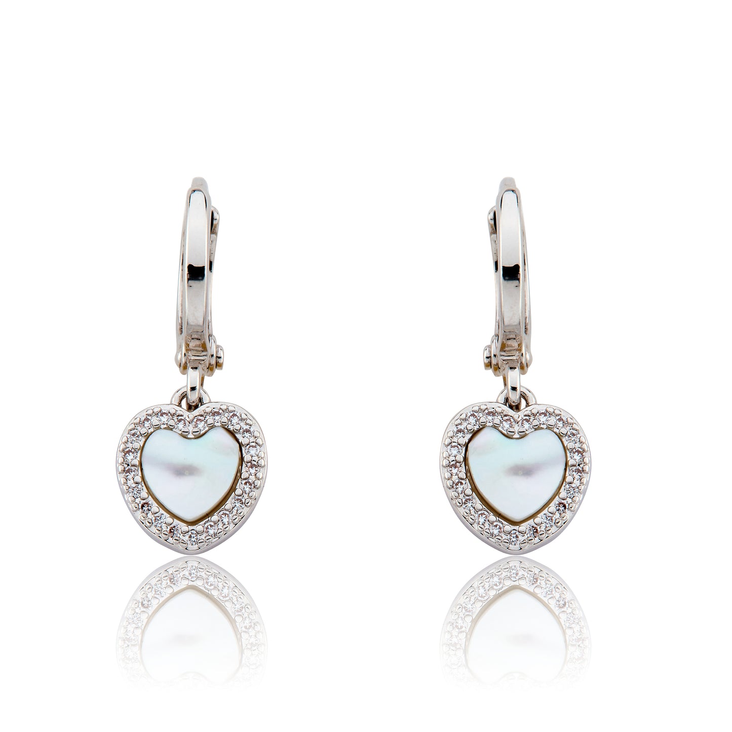 LMTS Classic! Heart With  Cz Frame Huggie Dangle Earring