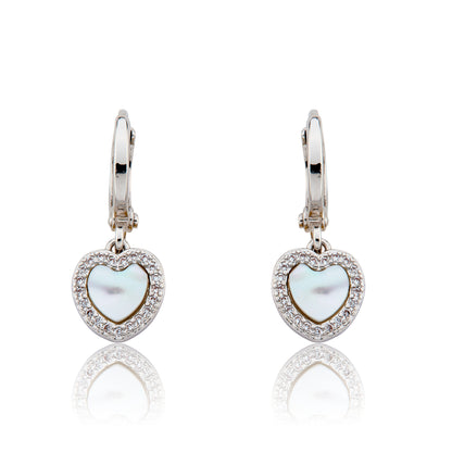 LMTS Classic! Heart With  Cz Frame Huggie Dangle Earring