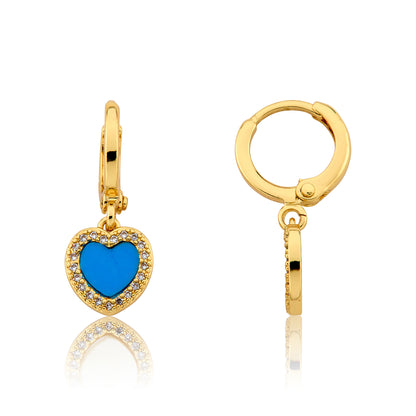 LMTS Classic! Heart With  Cz Frame Huggie Dangle Earring