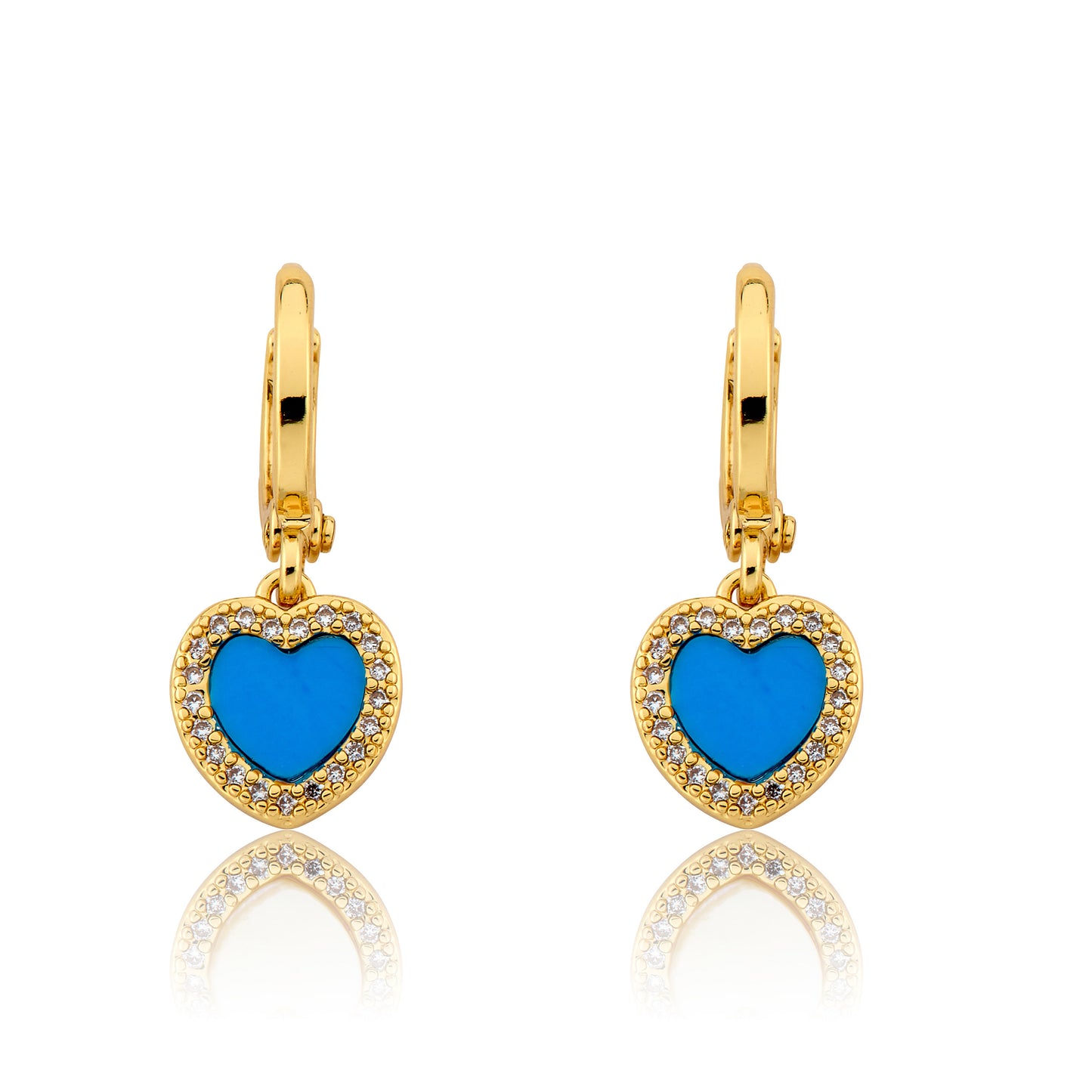 LMTS Classic! Heart With  Cz Frame Huggie Dangle Earring