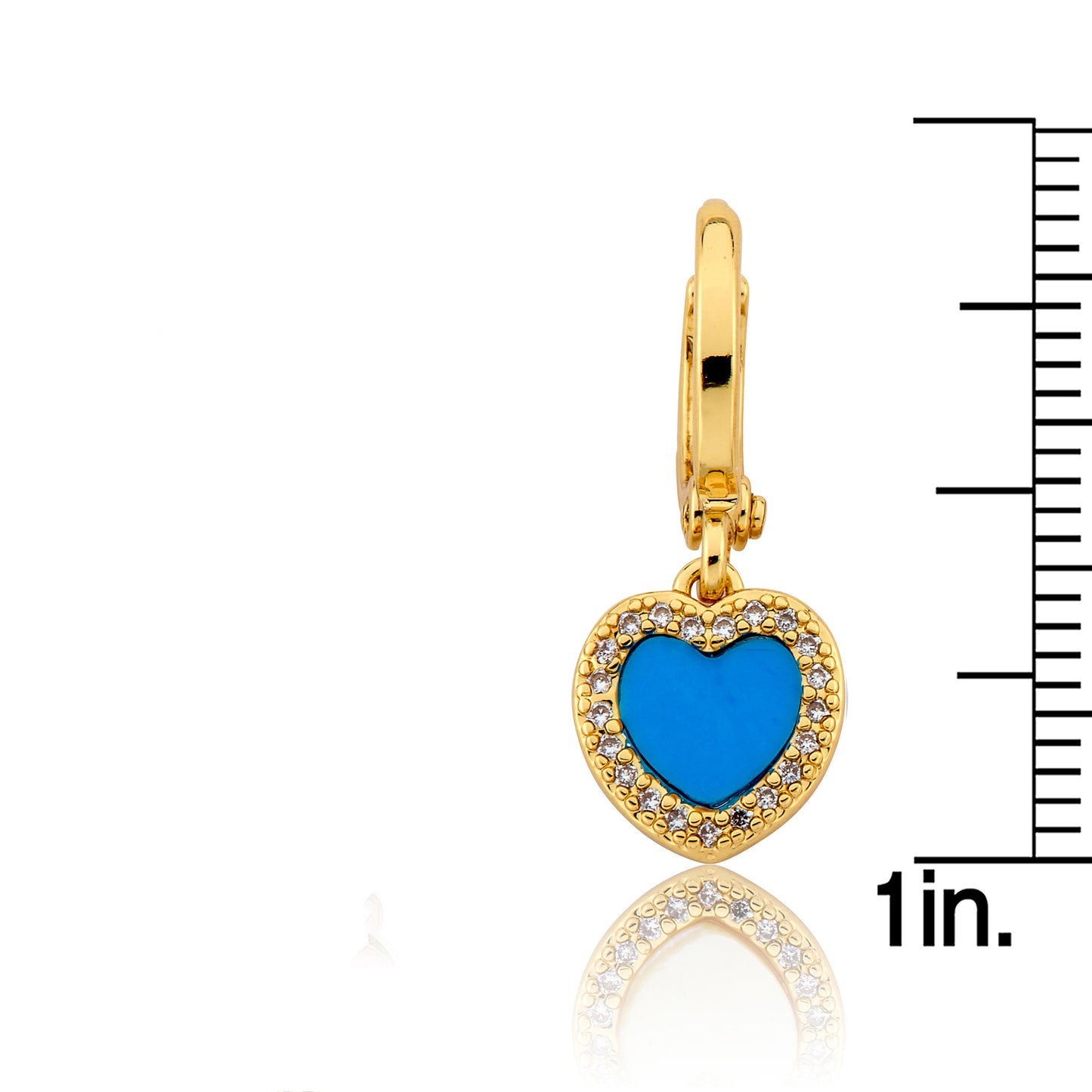 LMTS Classic! Heart With  Cz Frame Huggie Dangle Earring