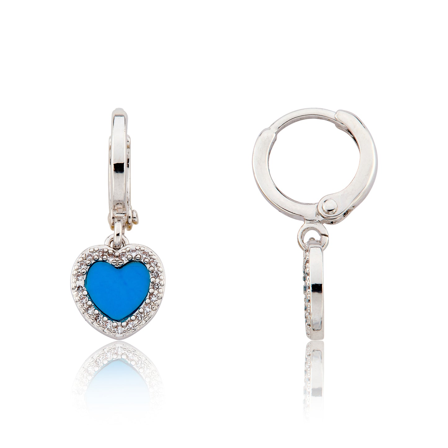 LMTS Classic! Heart With  Cz Frame Huggie Dangle Earring