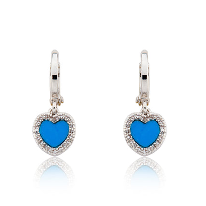 LMTS Classic! Heart With  Cz Frame Huggie Dangle Earring