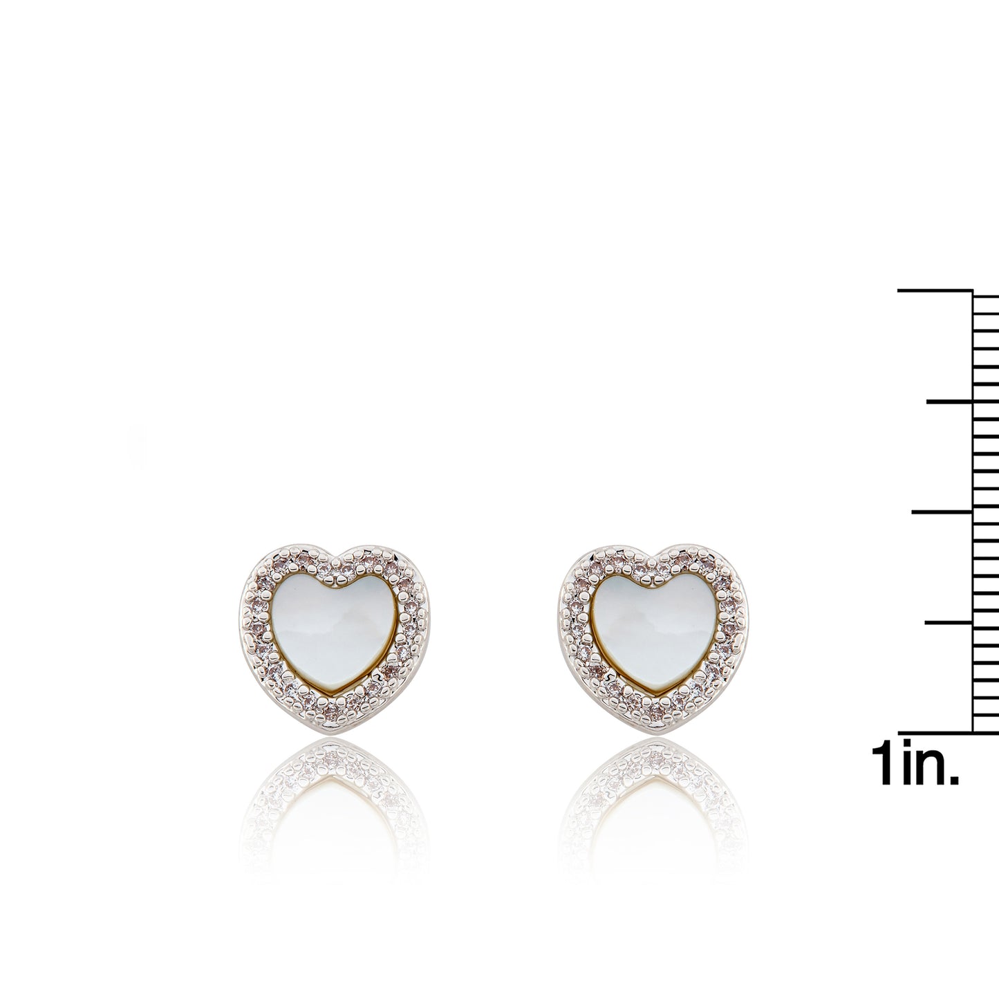 LMTS Classic! Mother Of Pearl Heart Cz Frame Stud Earring