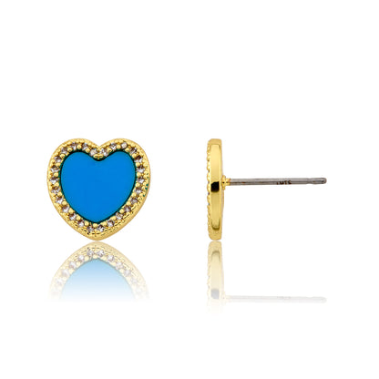 LMTS Classic! Mother Of Pearl Heart Cz Frame Stud Earring