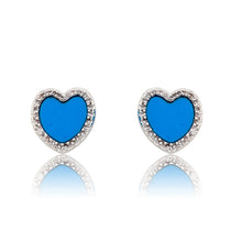 LMTS Classic! Mother Of Pearl Heart Cz Frame Stud Earring